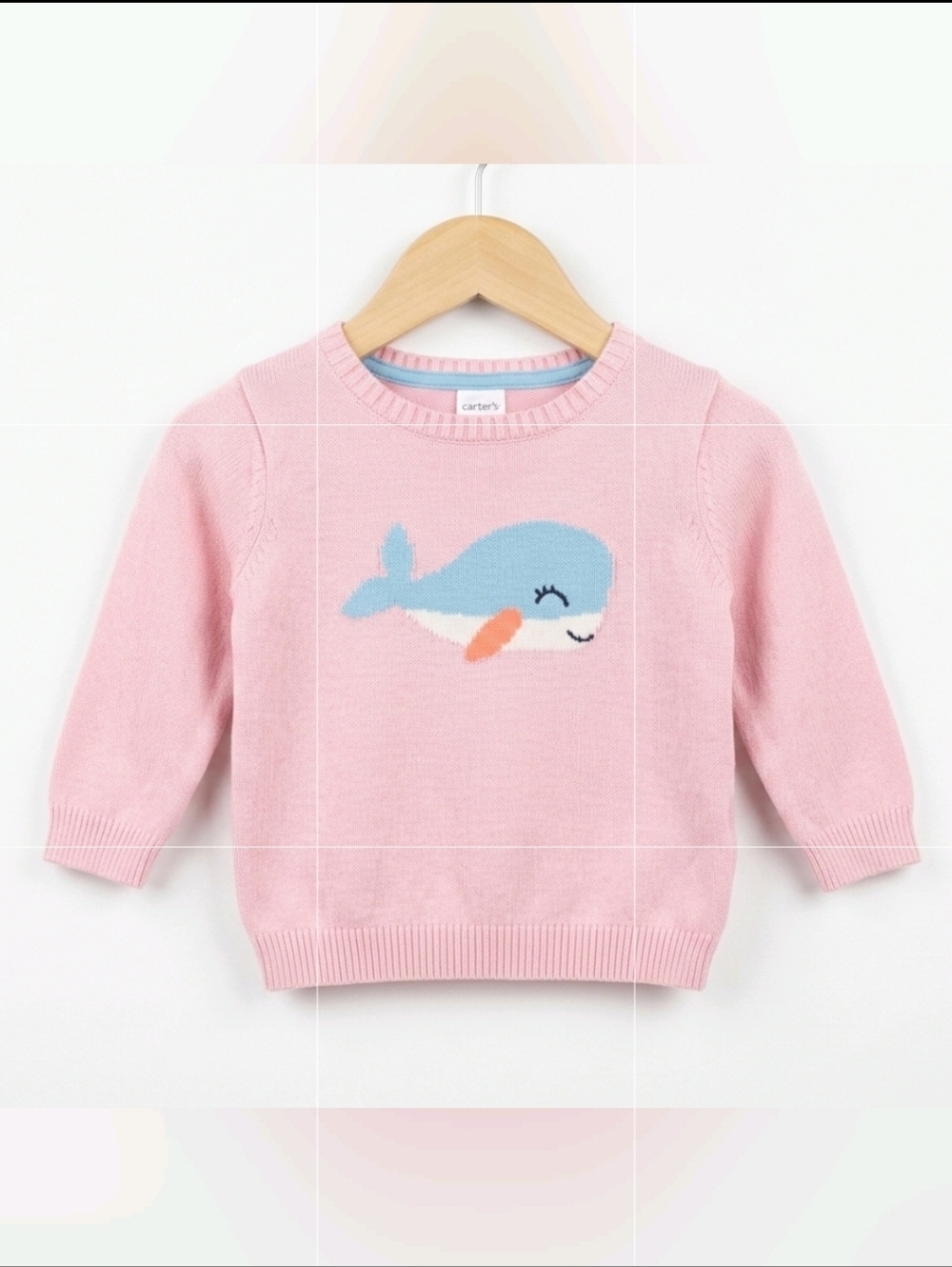 Carter's Knit Pink Blue Whale Sweater 9M